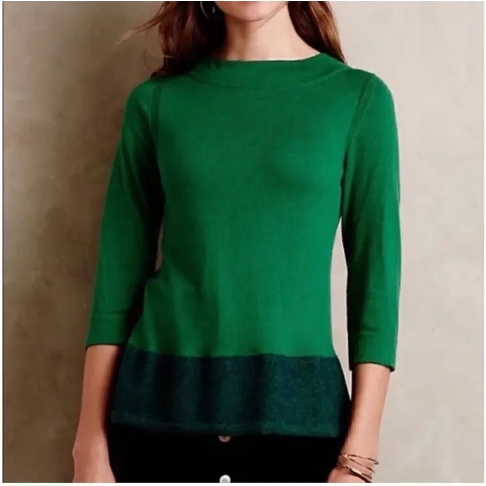 Anthropologie Angel of the North Color-block Hem Swing Sweater